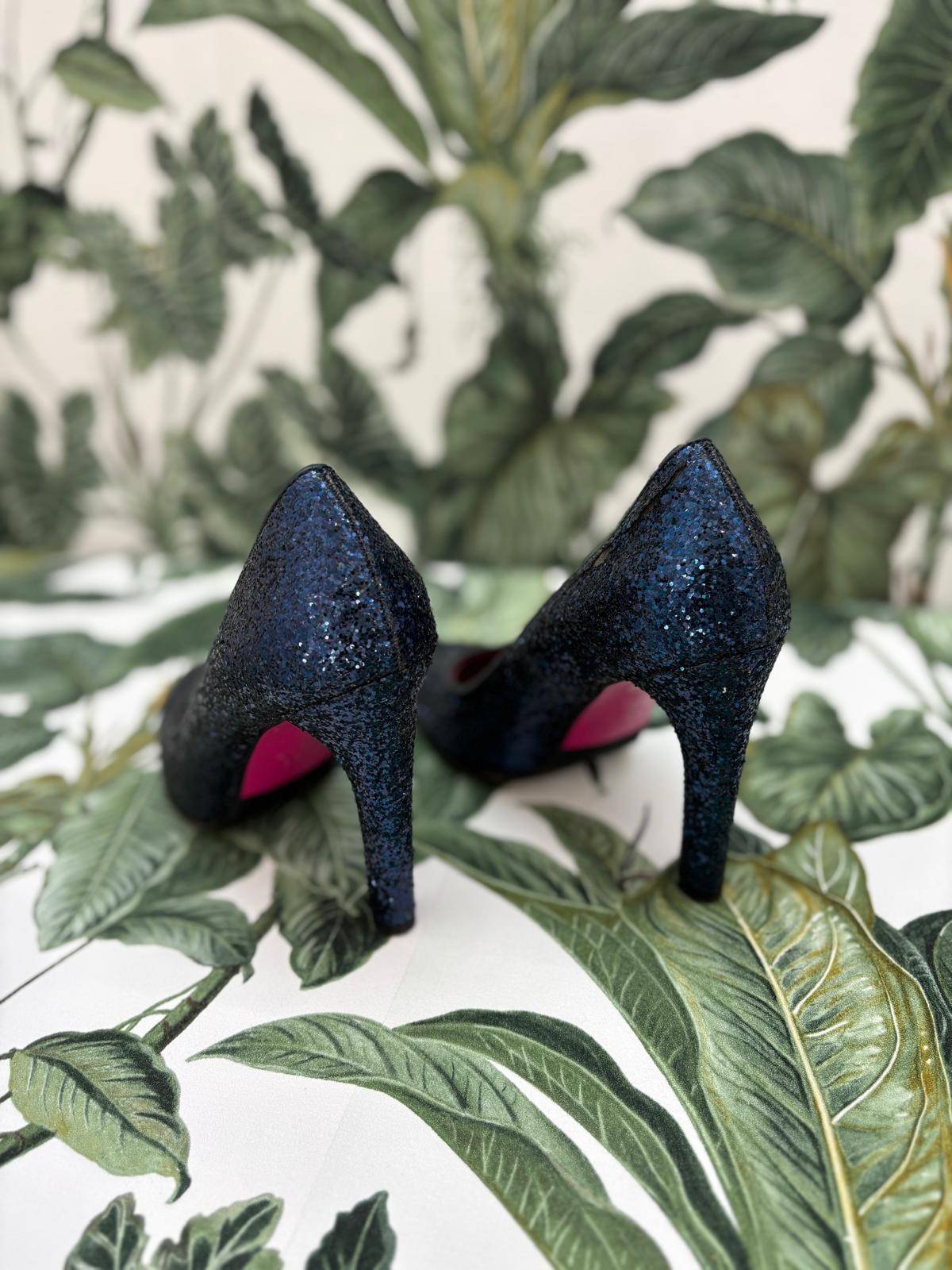 Le Babe Schuhe 36 Dunkelblau mit Glitzereffekt