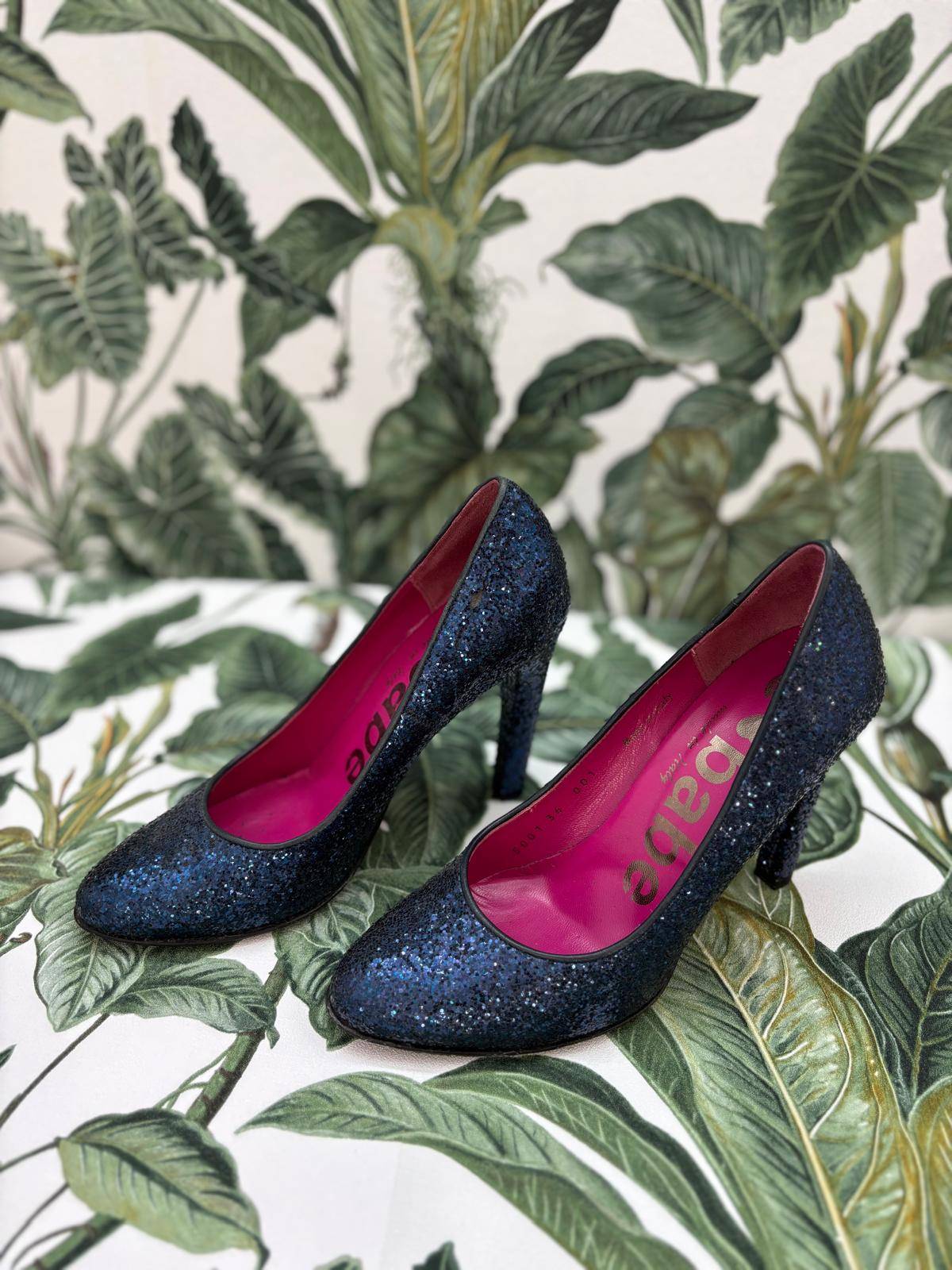 Le Babe Schuhe 36 Dunkelblau mit Glitzereffekt