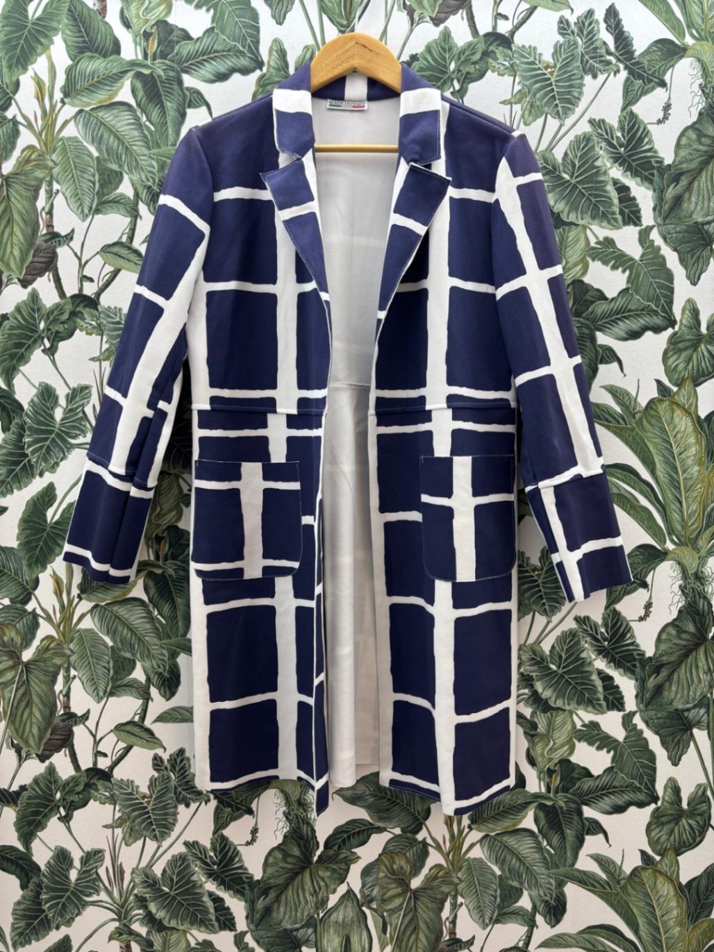 made in Italy Damen - Blazer lang M Blau und Weiß