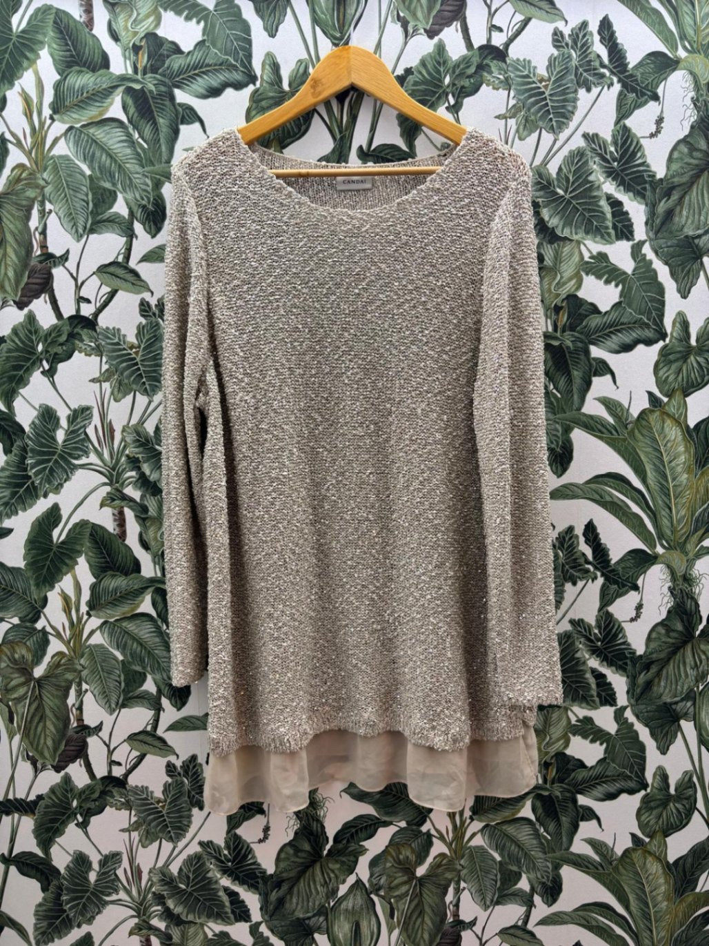 C&A Damen - Paillettenpulli 2XL-3XL Beige