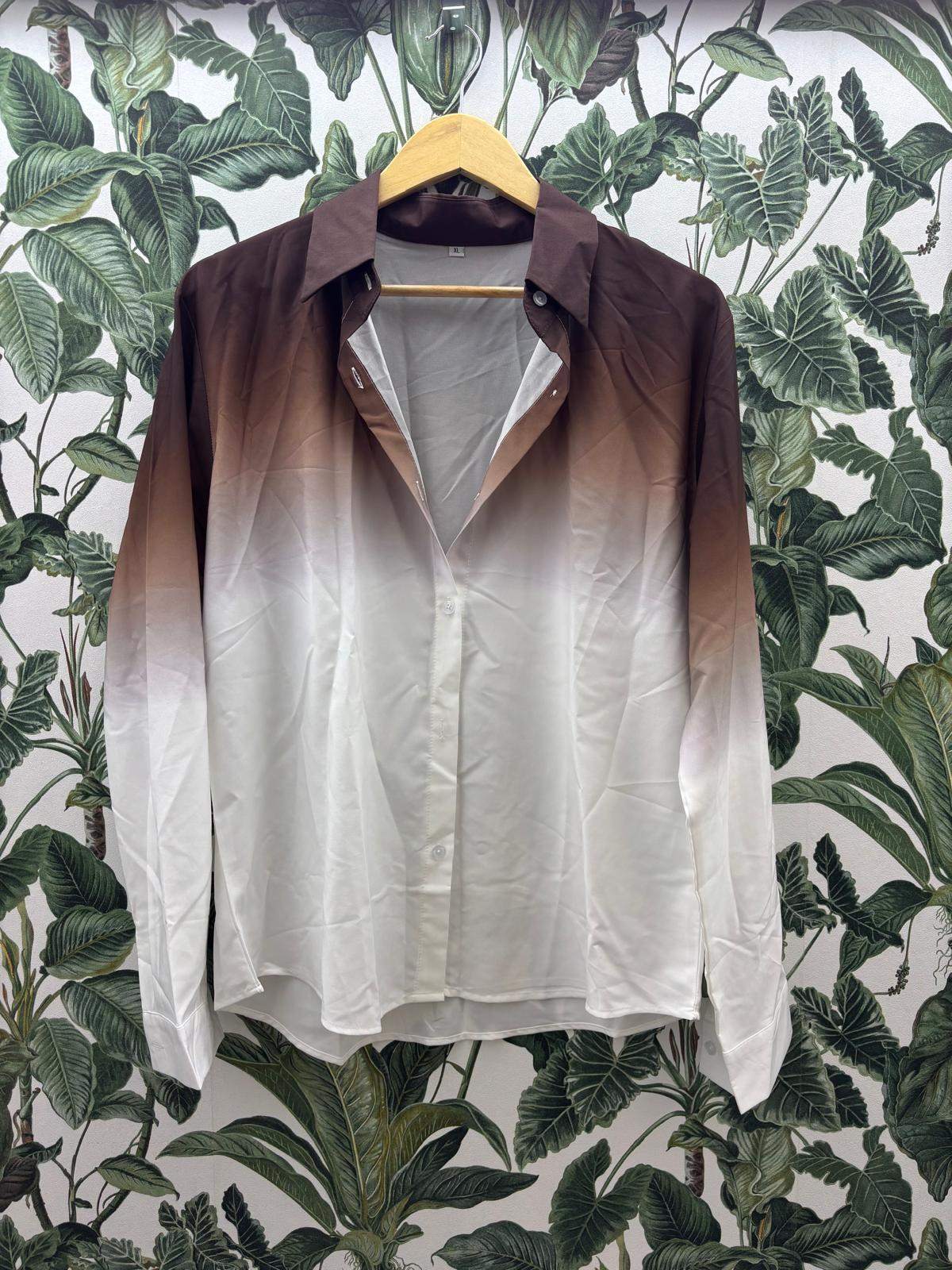 Unbekannt Damen - Bluse XL Braun und Creme