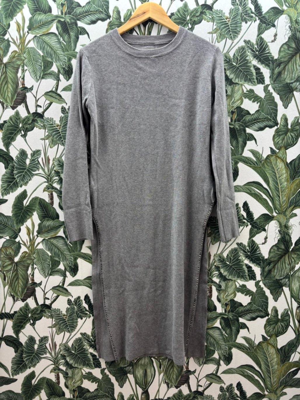 Damen - long Pullover L Grau