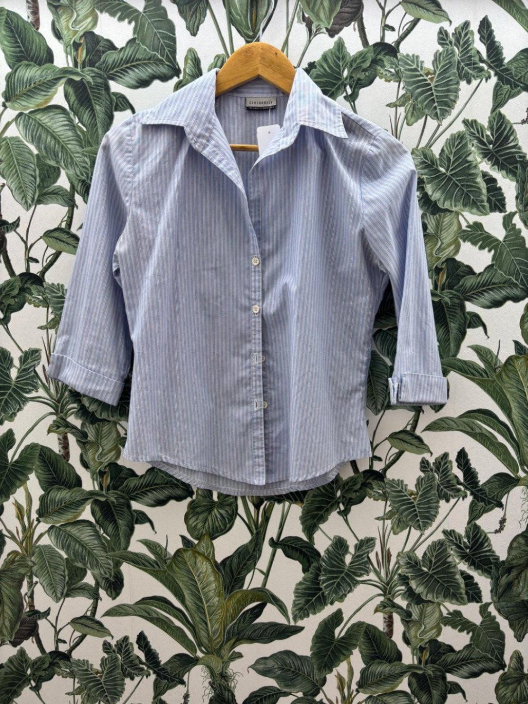 Clockhouse Damen - Bluse 36 Blau und Weiß