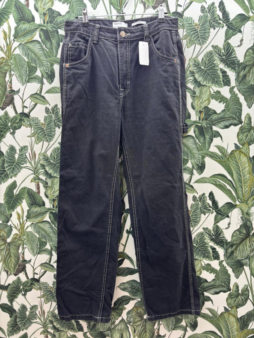 Bershka Damen - Jeans 38 Schwarz