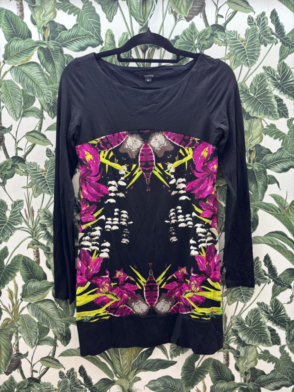 Comma Damen - Kleid S Schwarz, Bunt