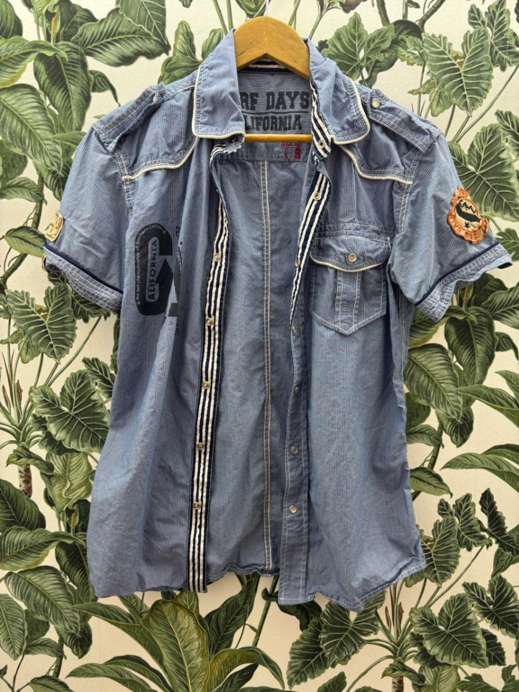 Jeansbluse S Blau mit weißen Streifen