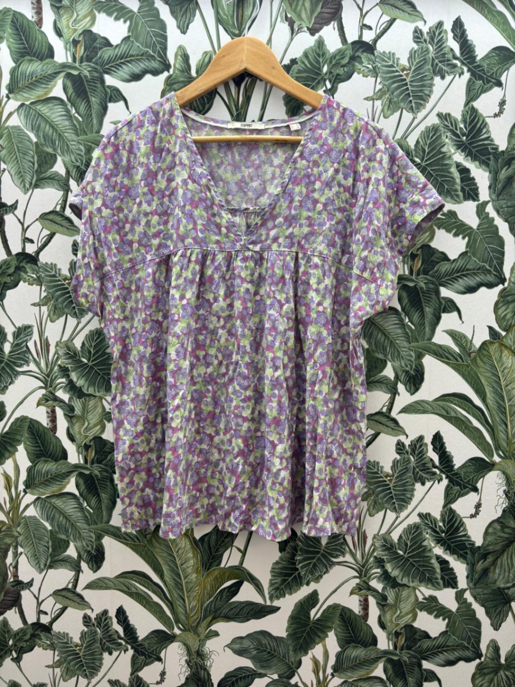 Esprit Bluse L Lila, Grün, Grau
