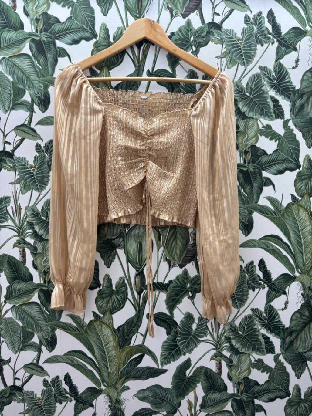 Bluse S Beige mit Goldstreifen