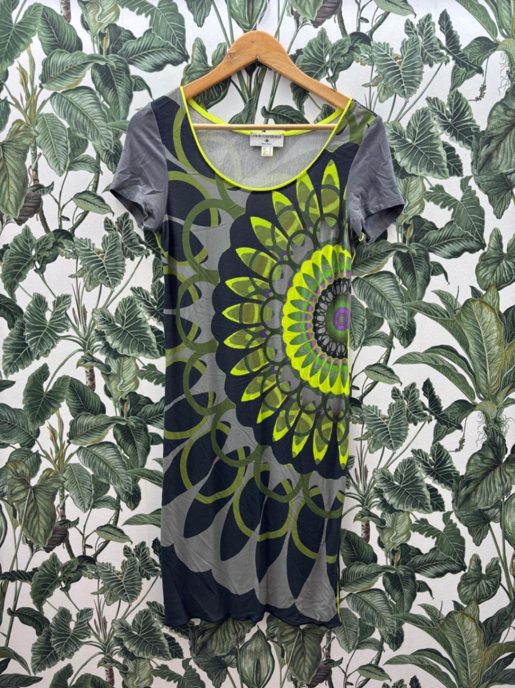 Kleid S Grau, Schwarz, Neon-Gelb, Lila