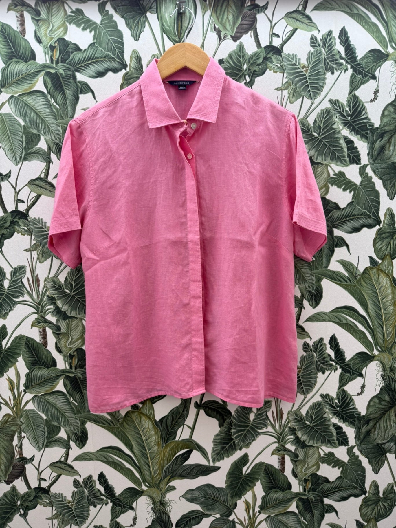 LANDS' END 100% Leinen Bluse XL Rosa