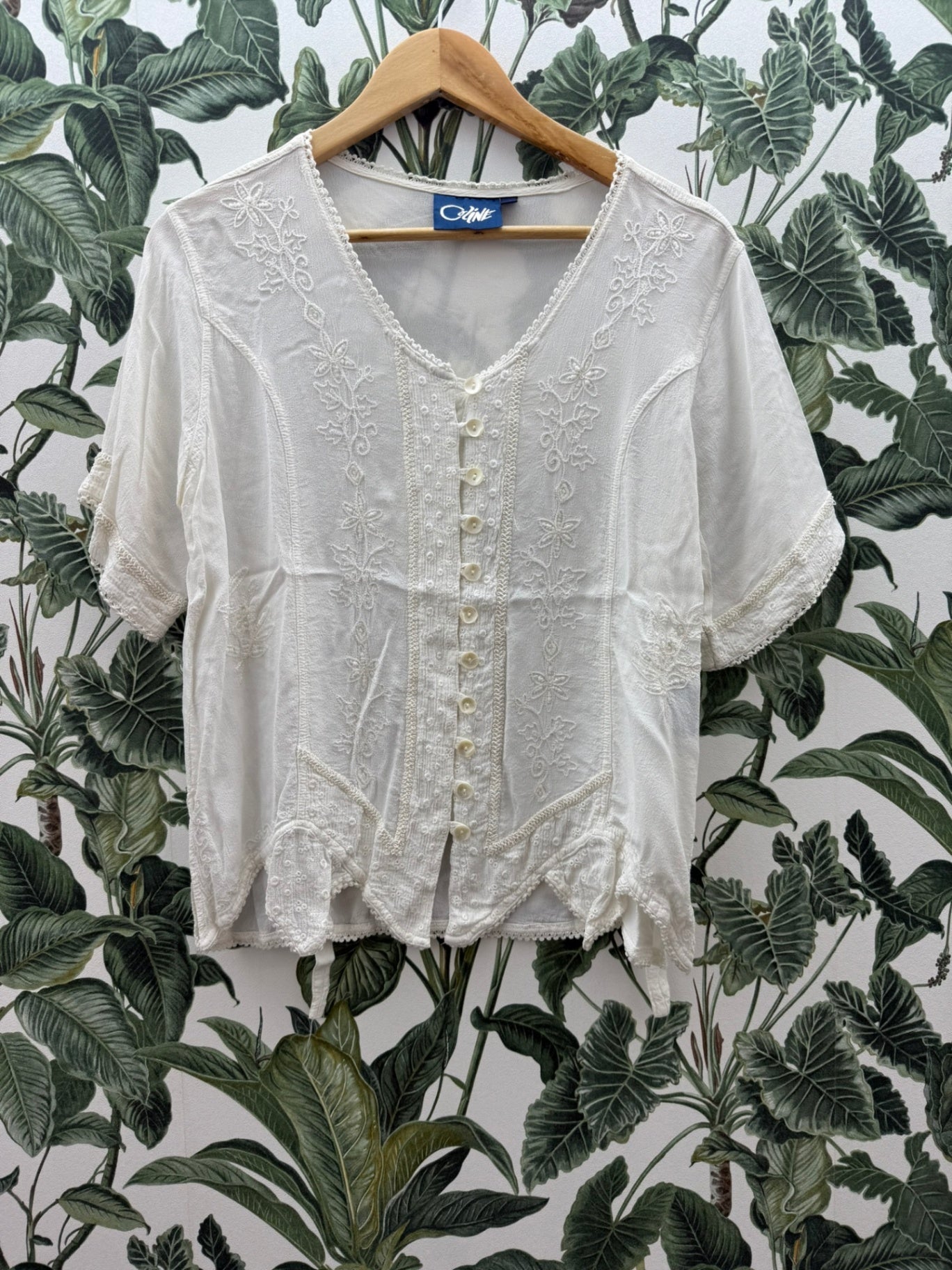 Celine Trachtenbluse XL Weiß