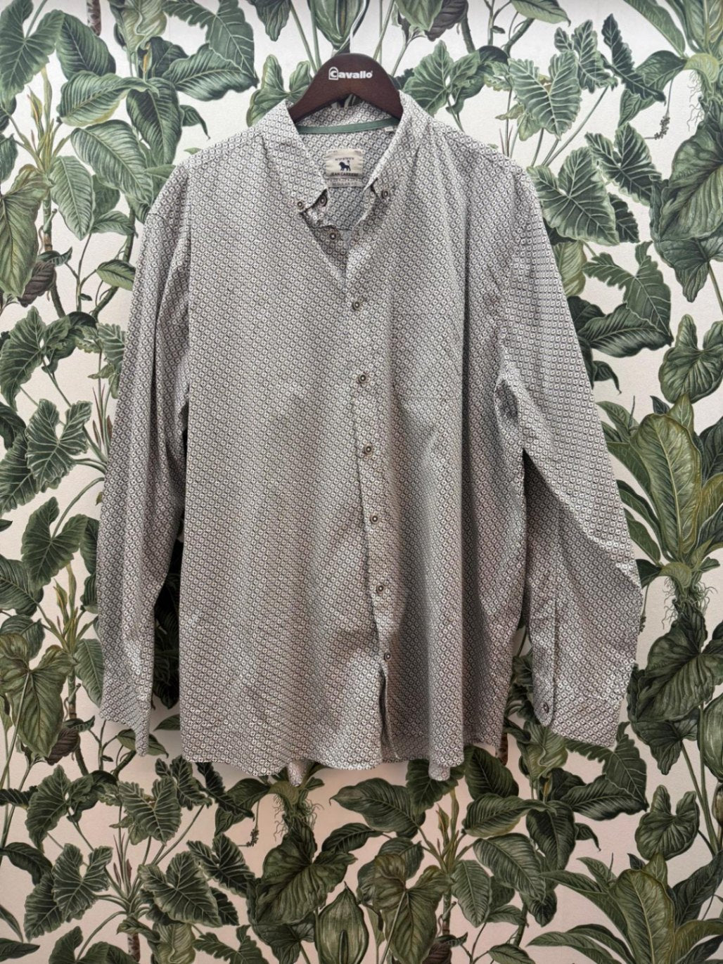 Jean Carriere Hemd Regular Fit 3XL Beige mit schwarzem Muster