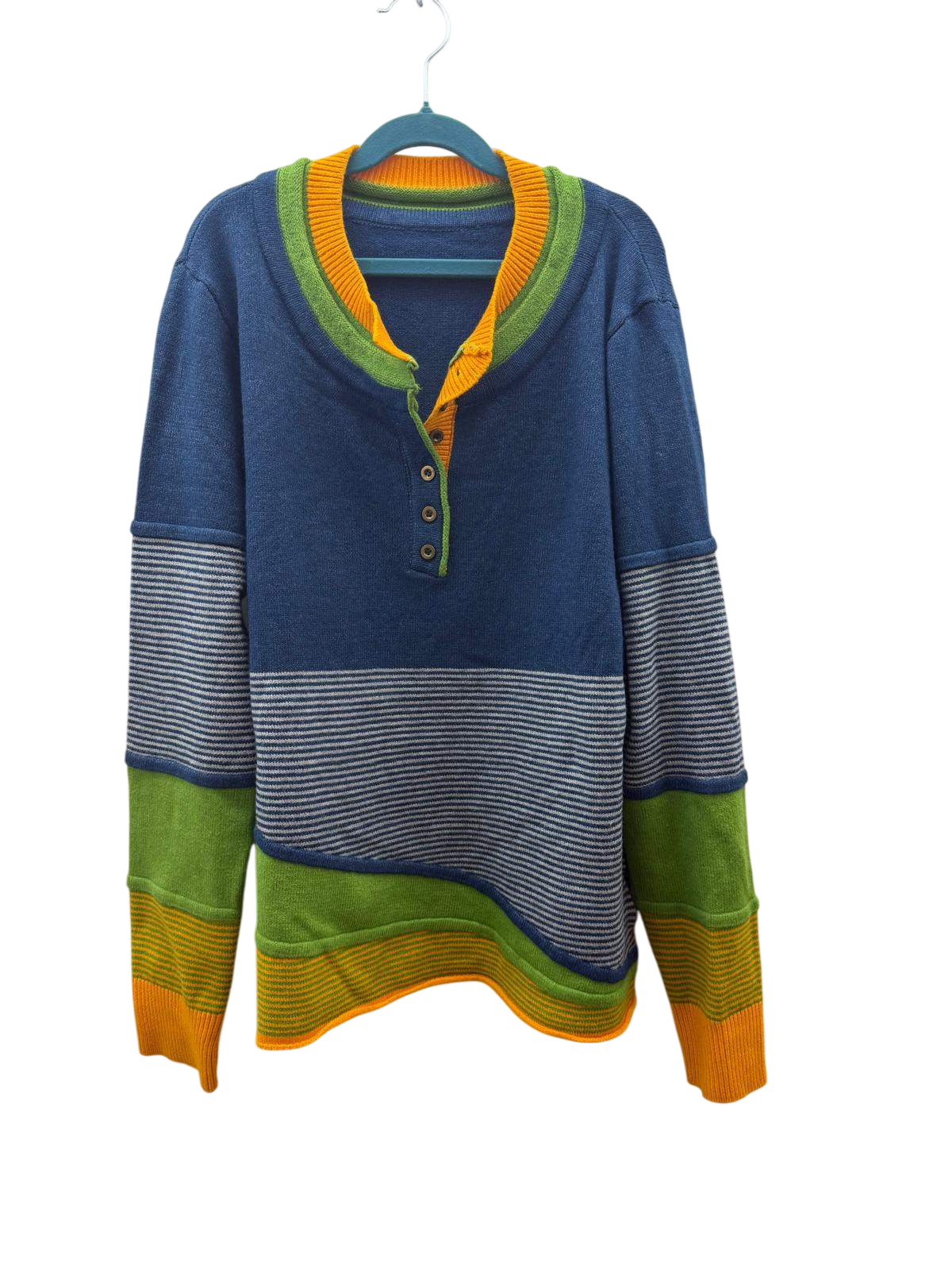 Pullover M Blau, Grün, Orange, Grau