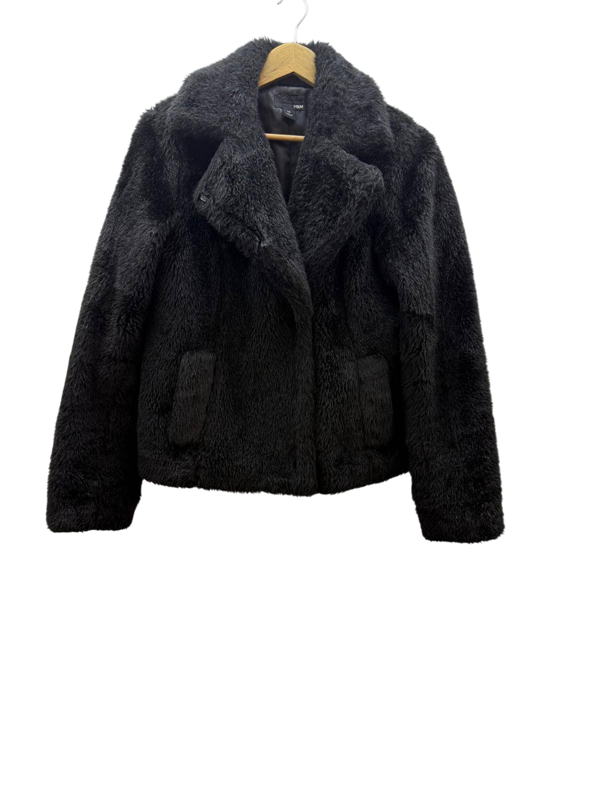 H&M Kunstpelz Jacke M Schwarz