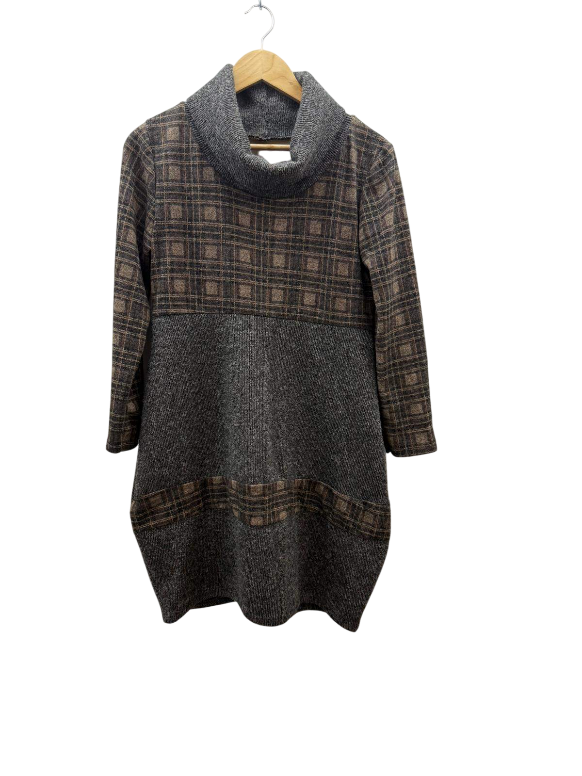 Kleid M-L Braun, Grau, Schwarz