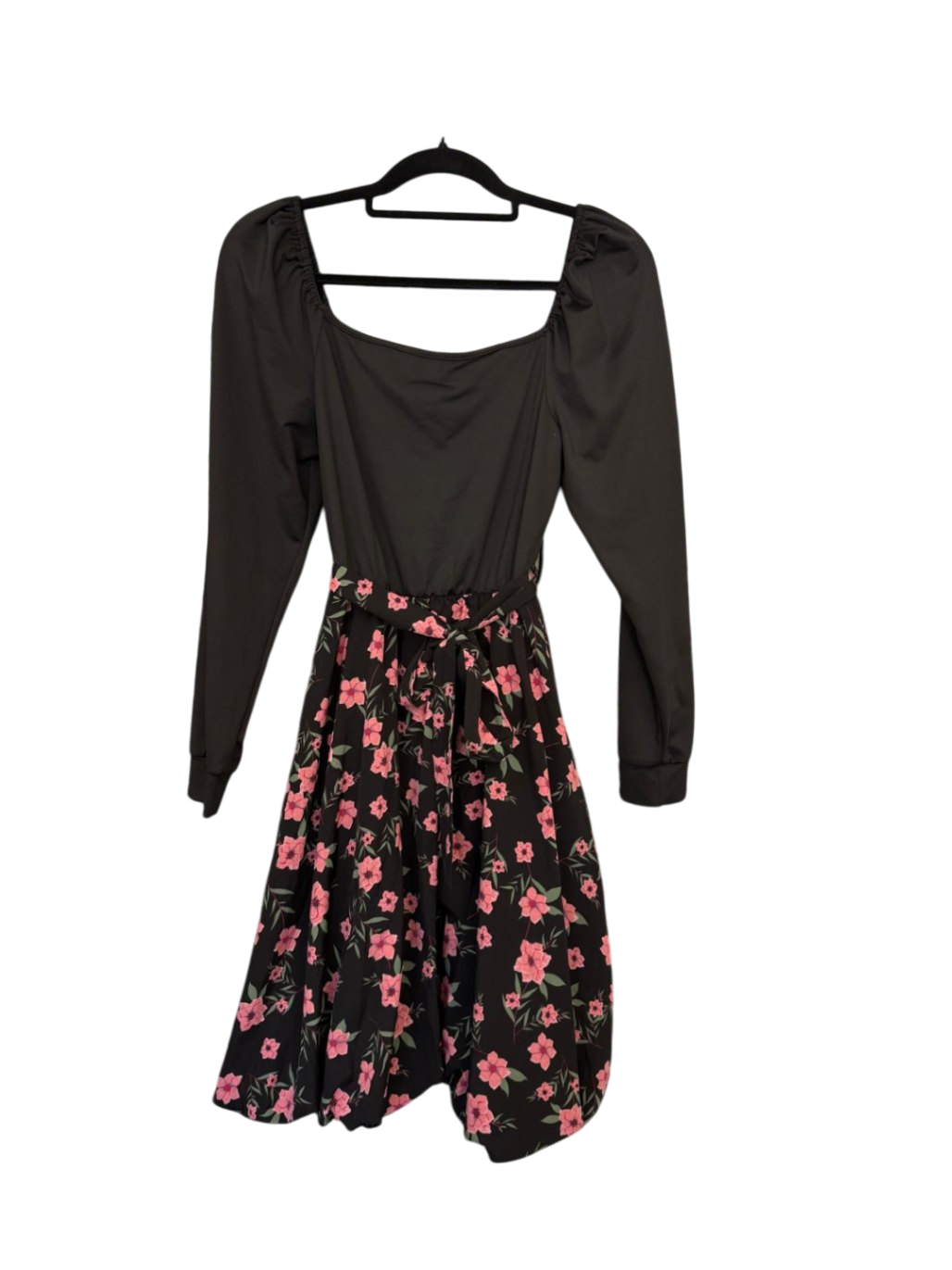Kleid M Schwarz mit rosa Blumenmuster