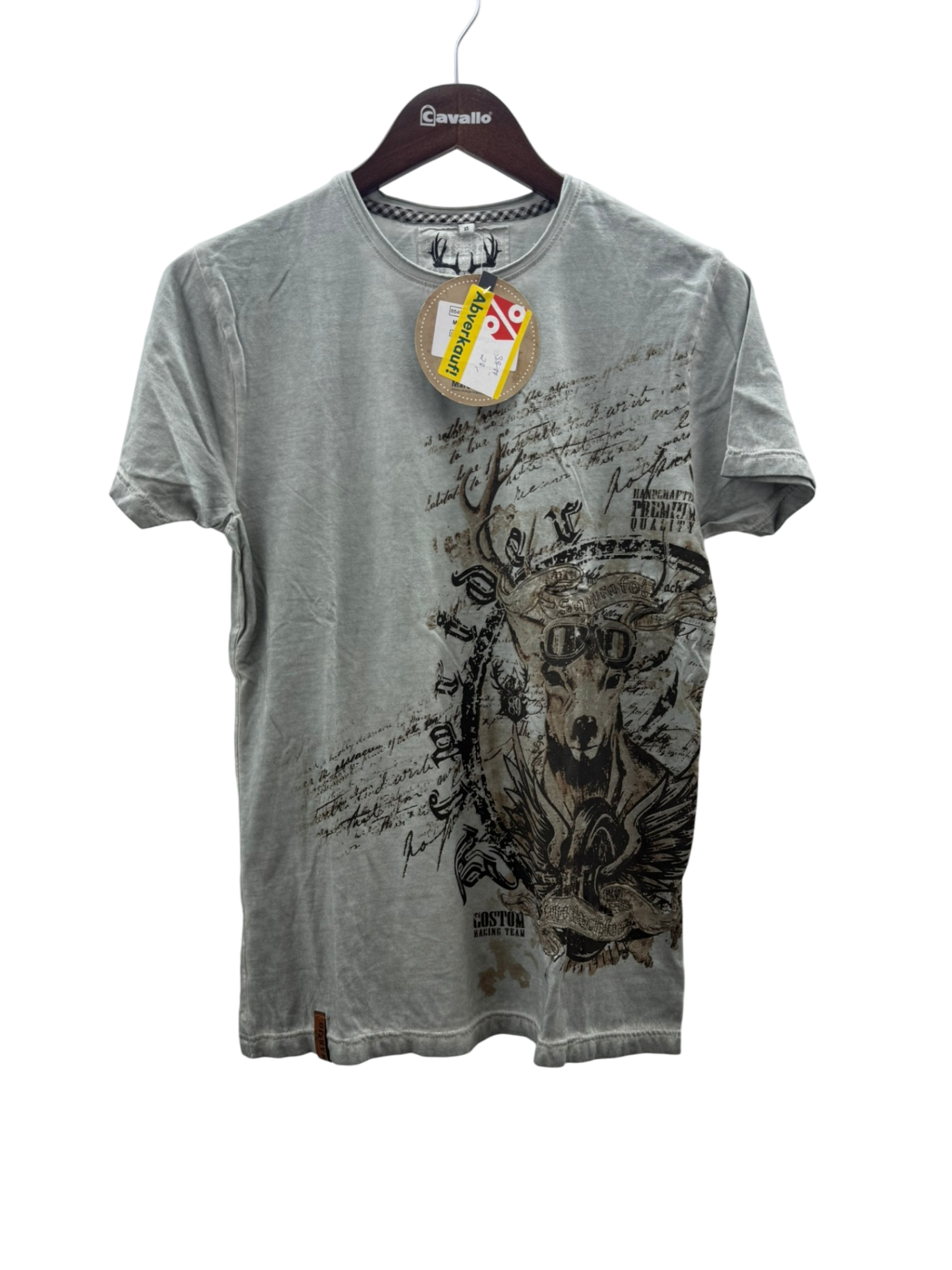 Marjo Trachten Trachten T-Shirt Hirsch mit Brille M Grau