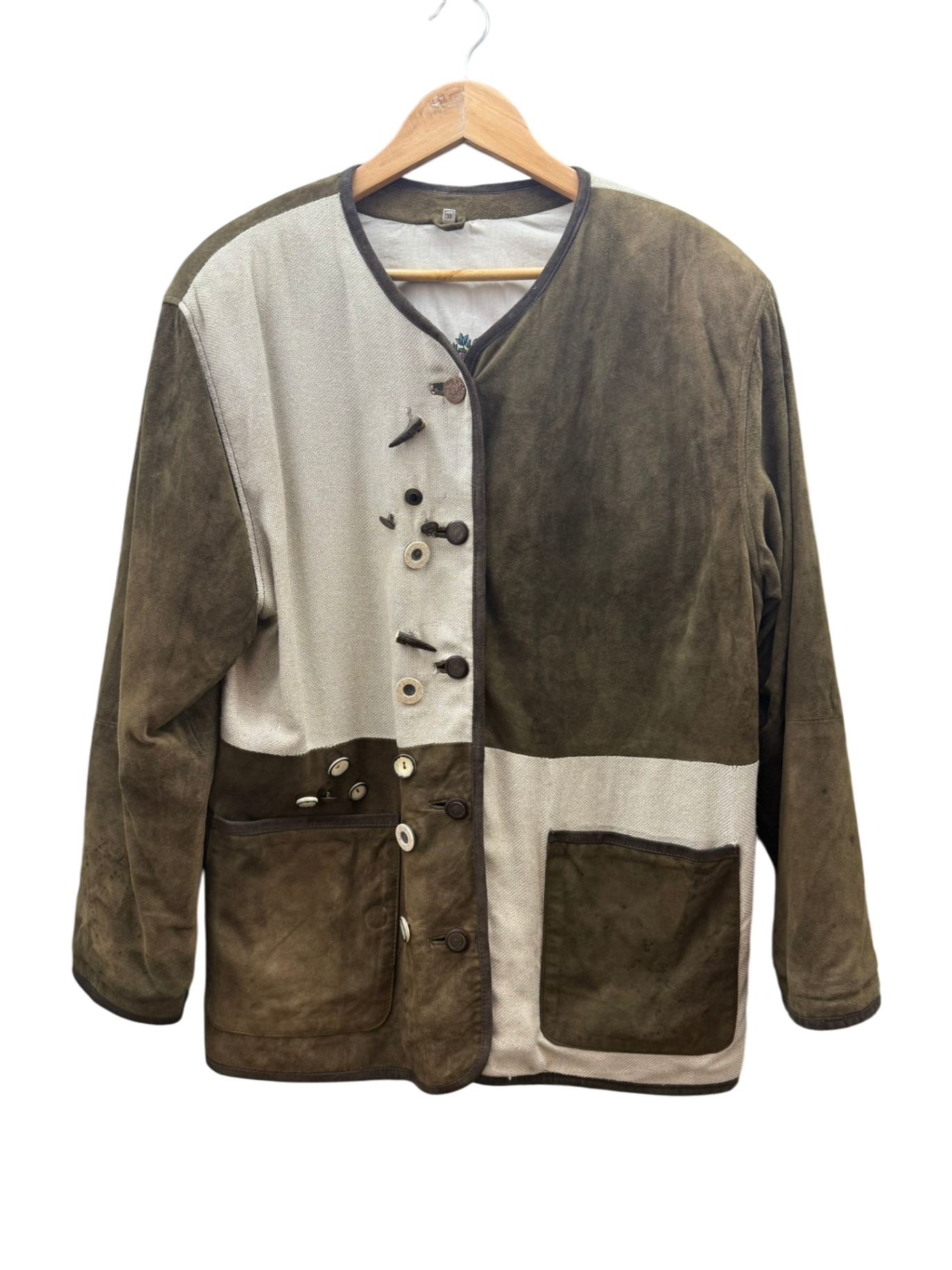 Nockstein Trachten Damen Trachtenjacke M Mehrfarbig (Beige und Olivgrün)