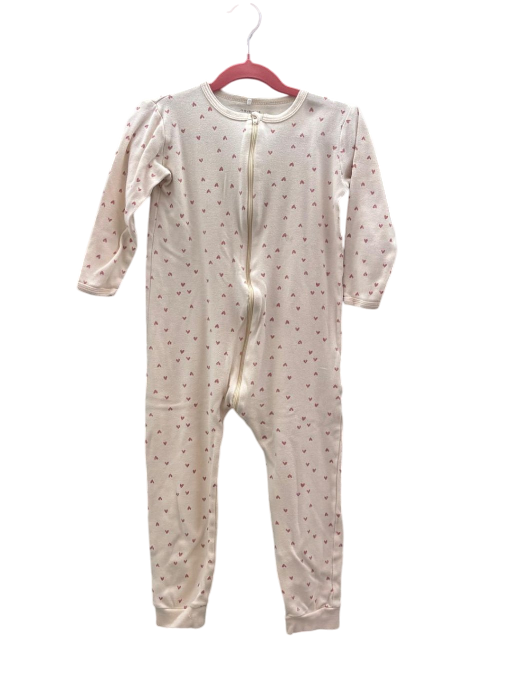 namen it Baby - Schlafanzug 104 Beige mit roten Mustern