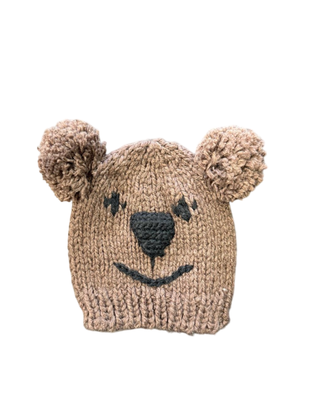 Haube one size Braun mit Bärgesicht