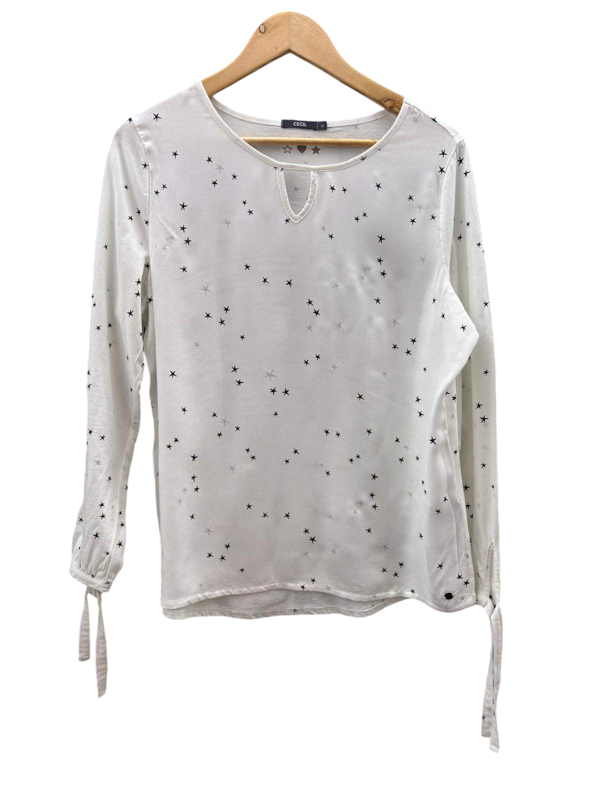 CECIL Top L Weiß mit schwarzen Sternen