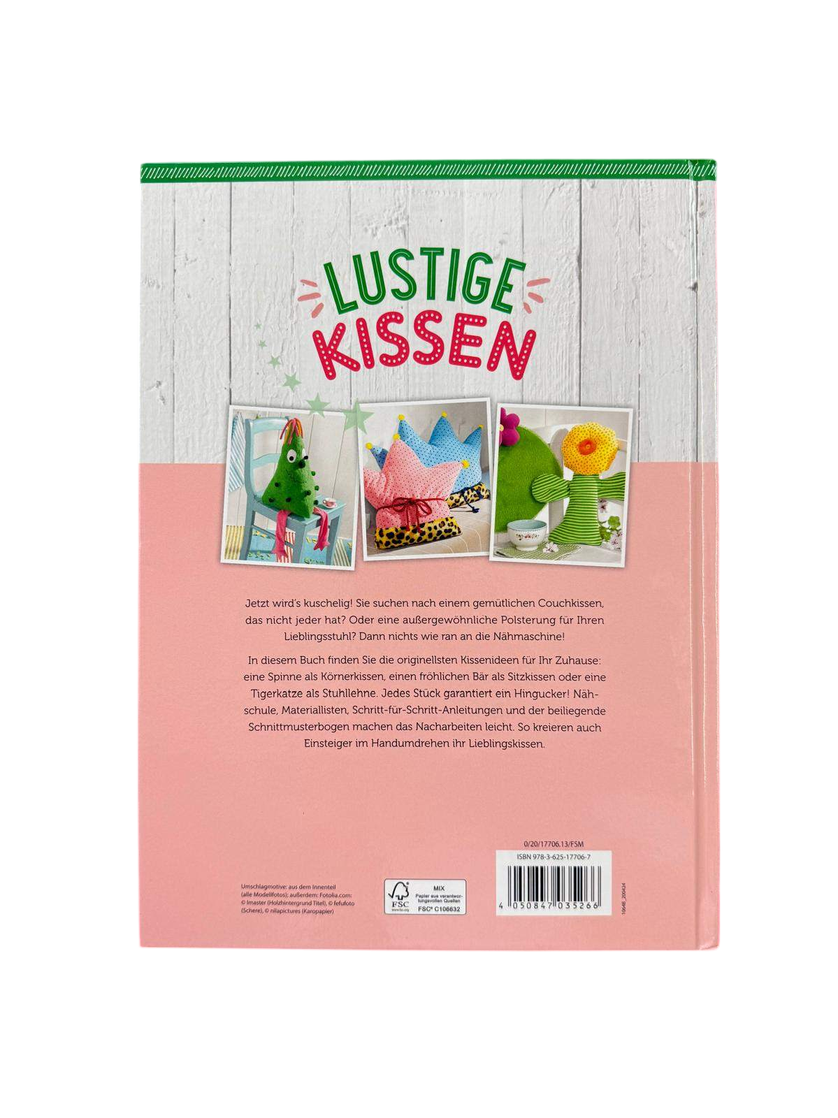 Lustige Kissen Buch Braun, Pink, Schwarz