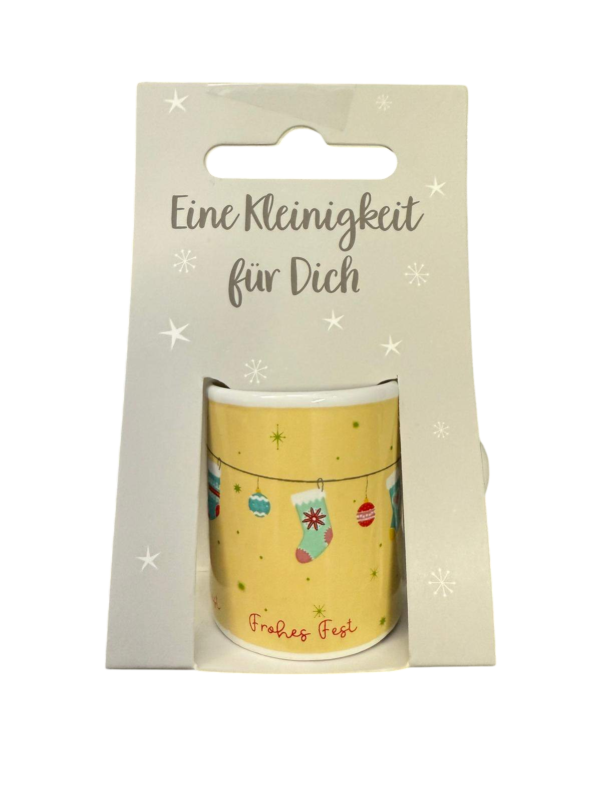 Espresso Tasse "Frohes Fest" Gelb