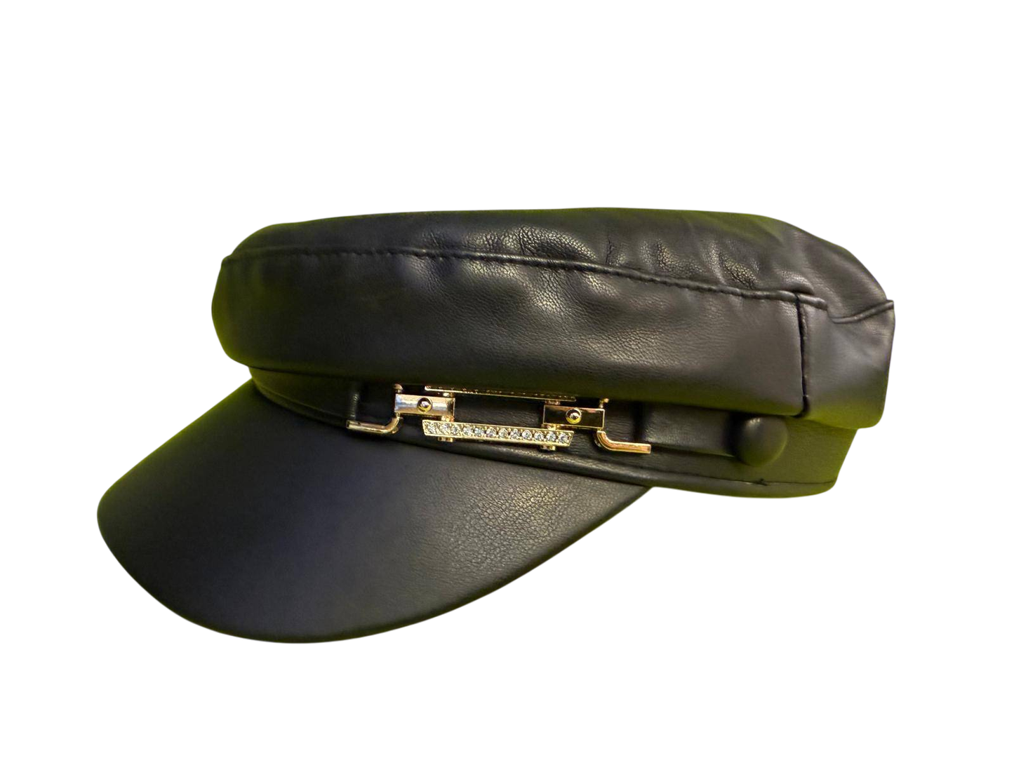 Kunstleder one size Schwarz Kunstleder Mütze