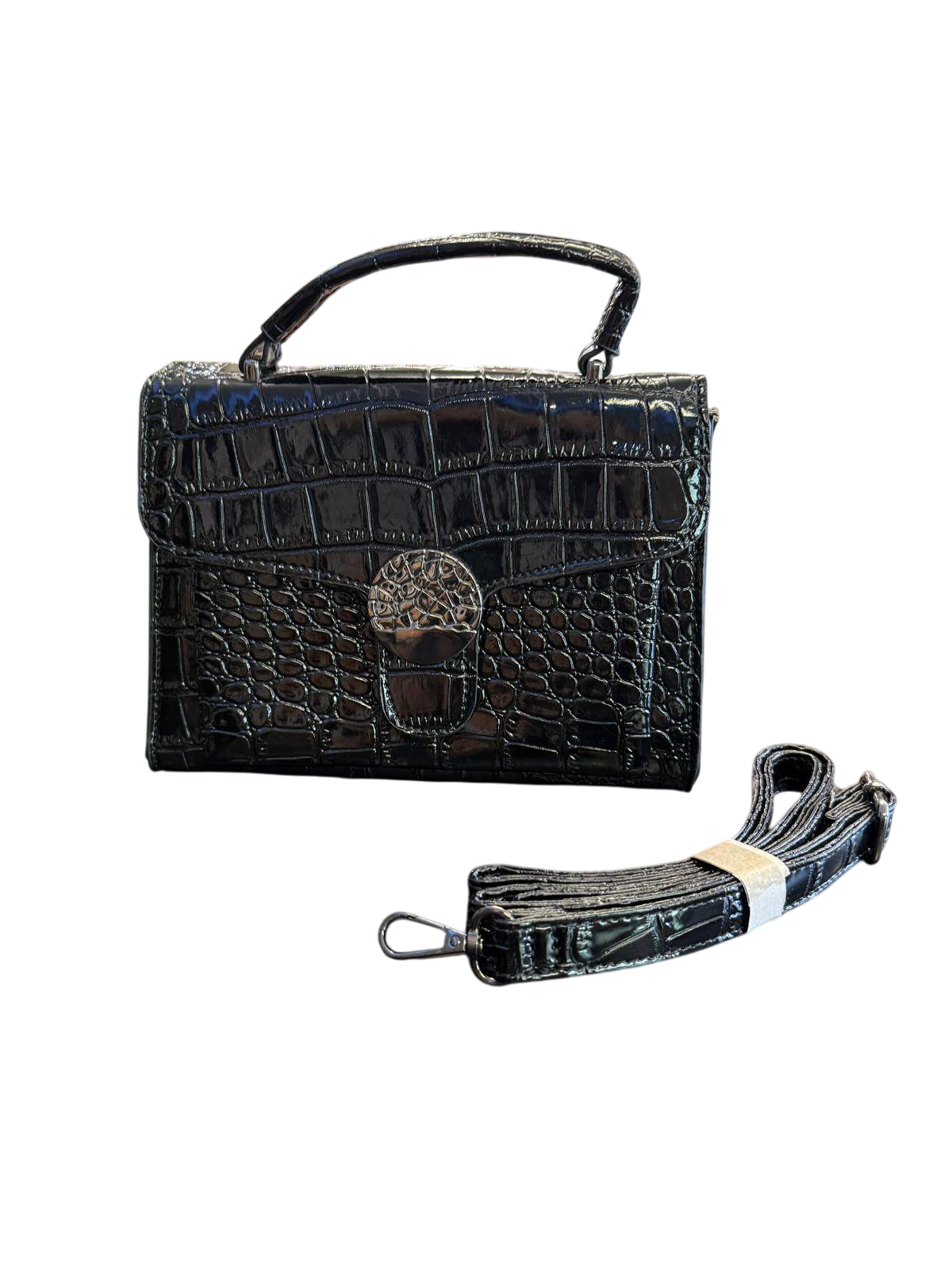 ca. 23 x 18cm Schwarz Lack Handtasche