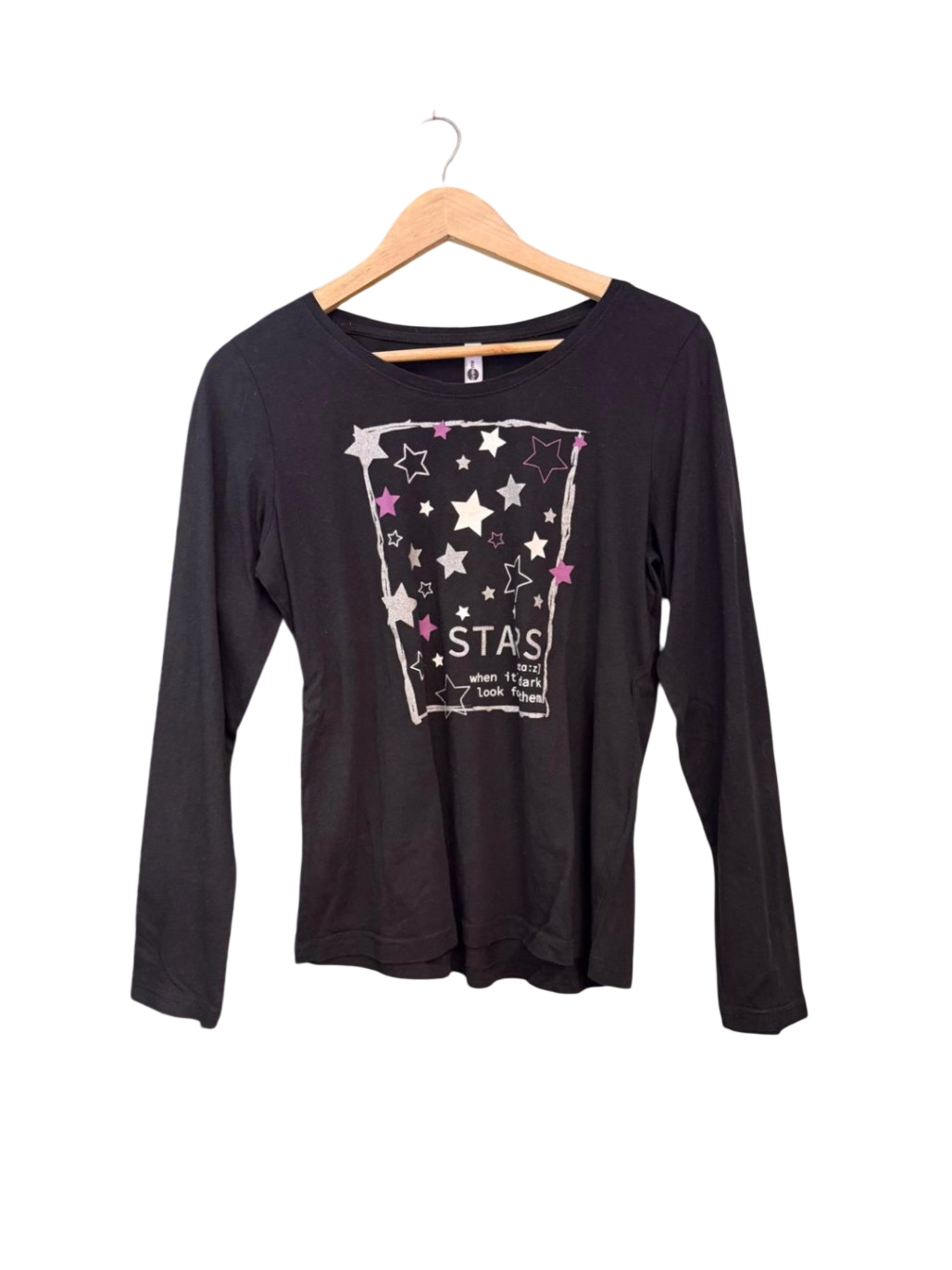langarm Shirt M Schwarz Sterne