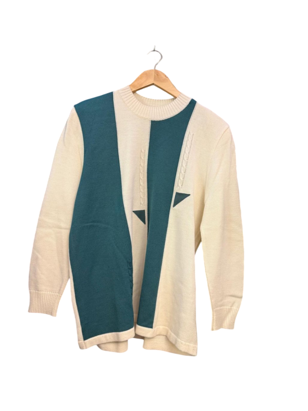 Lotos Pullover XL Creme und Dunkeltürkis