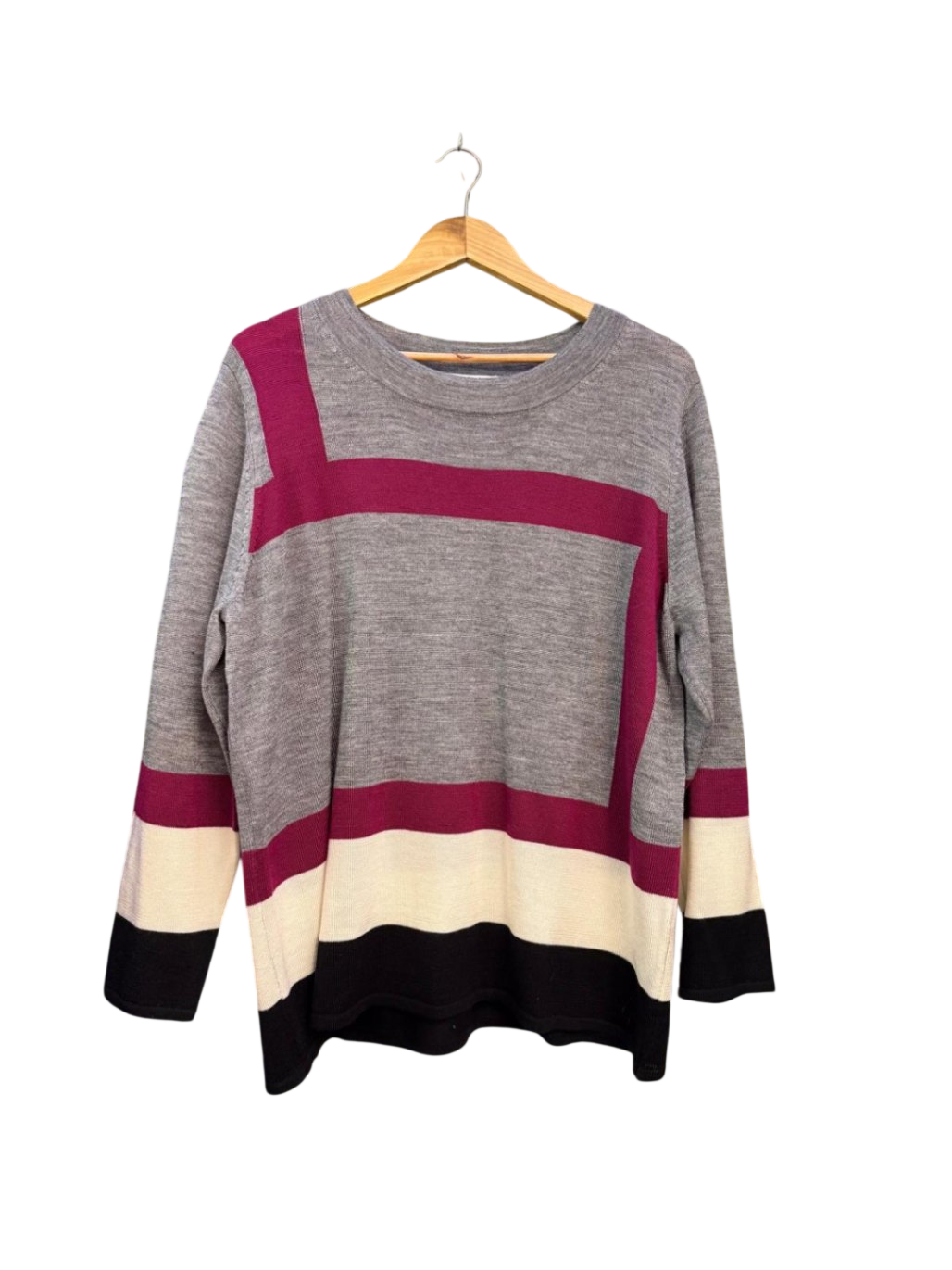 steilmann Pullover XL Grau mit bordeaux, creme und schwarz