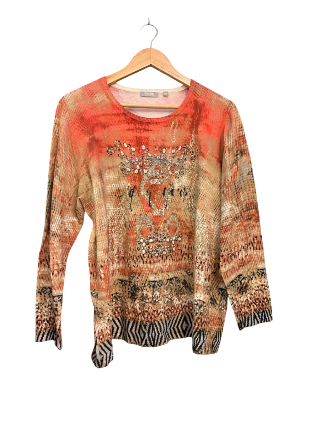 RABE langarm Top 2XL-3XL Mehrfarbig (Rot, Beige, Schwarz)