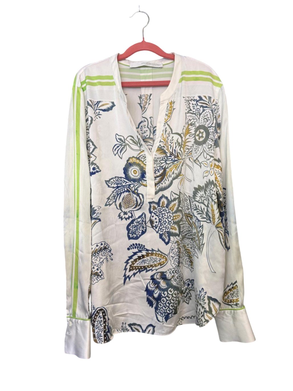 Herzen´s Angelegenheit 95% Seidenbluse S Weiß, Blau, Gold