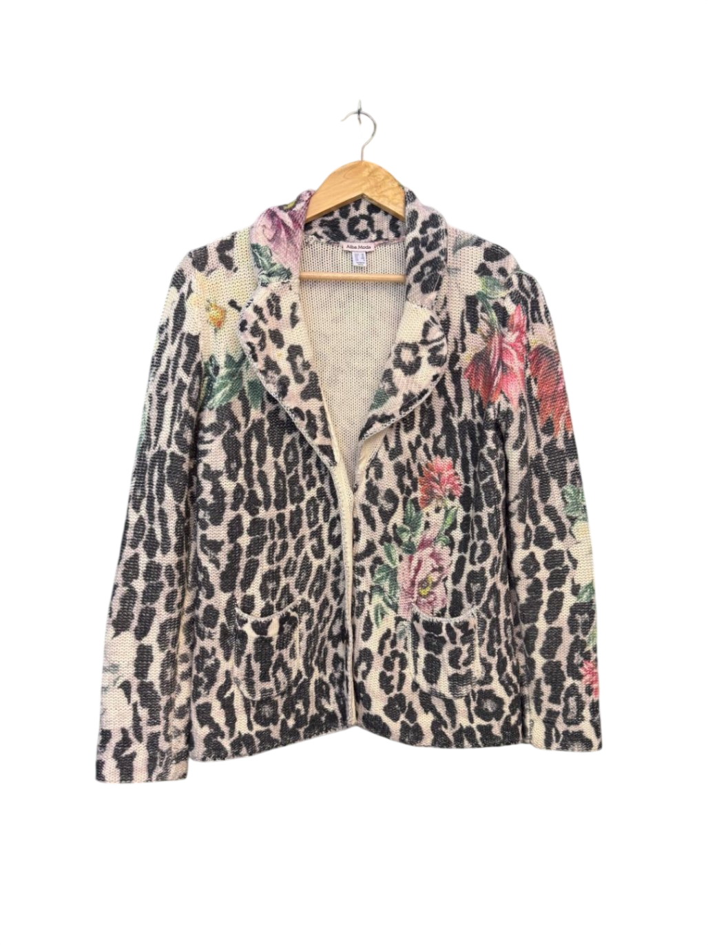 Alba Moda Weste M Beige- Schwarz mit floralem Muster