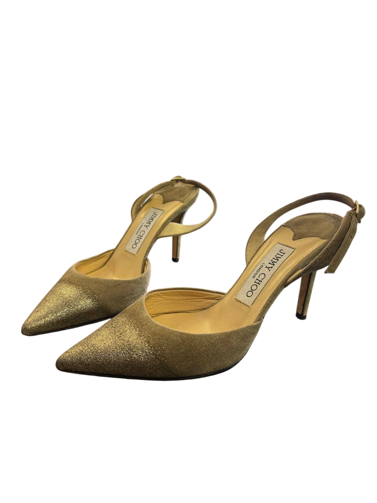 Jimmy Choo High Heels mit Riemchen 36 Gold, Beige, Grau