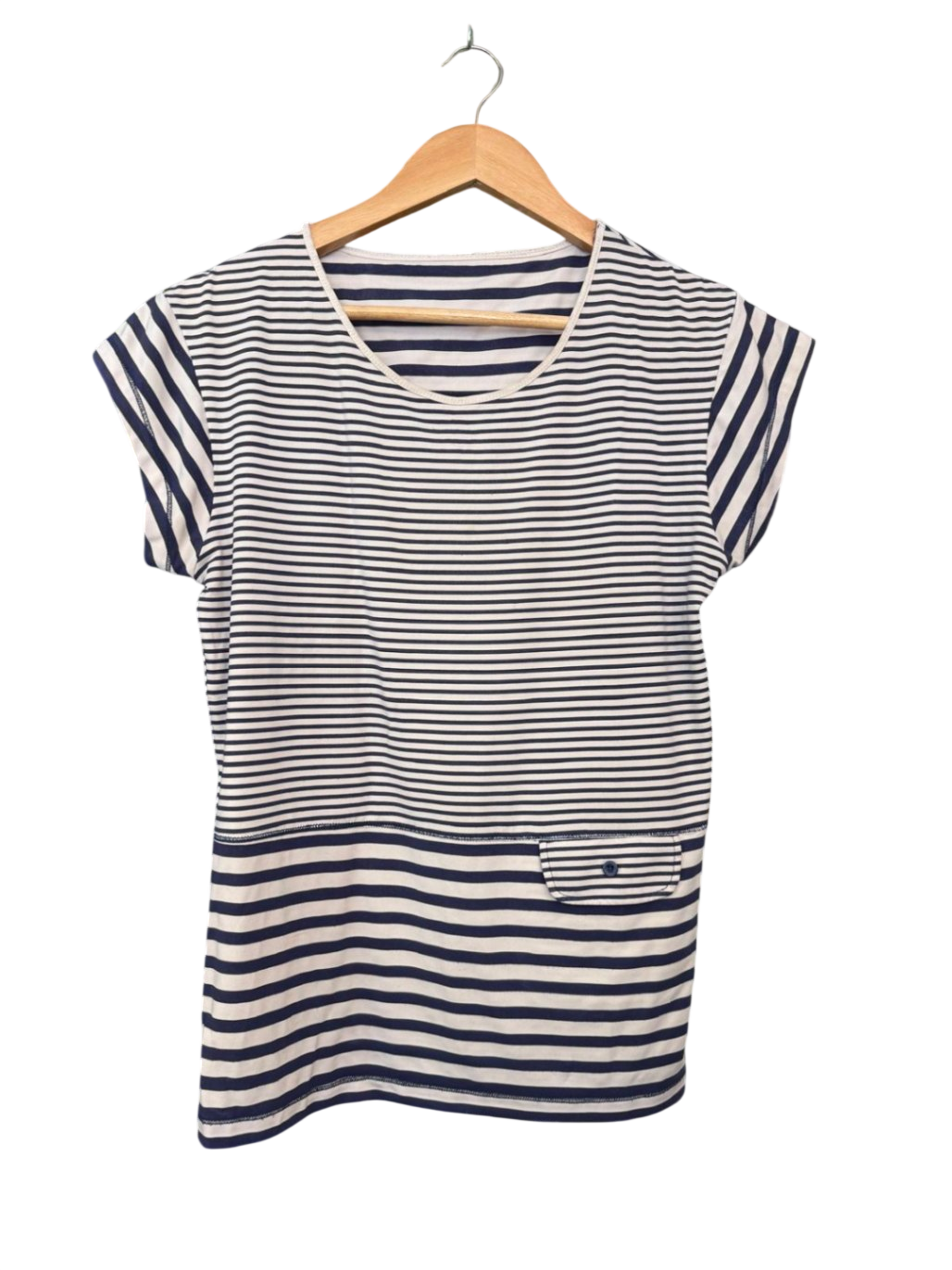 T-Shirt M Weiß und Dunkelblau gestreift