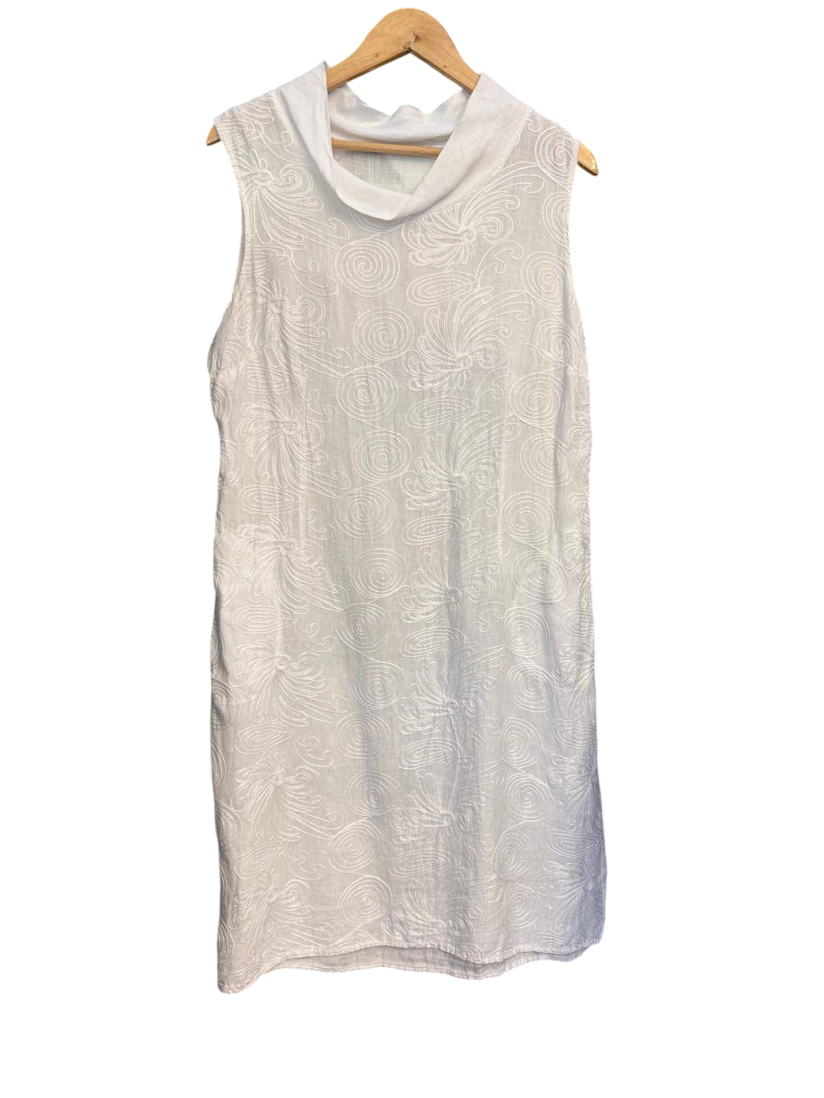 100% Leinen Kleid 2XL Weiß