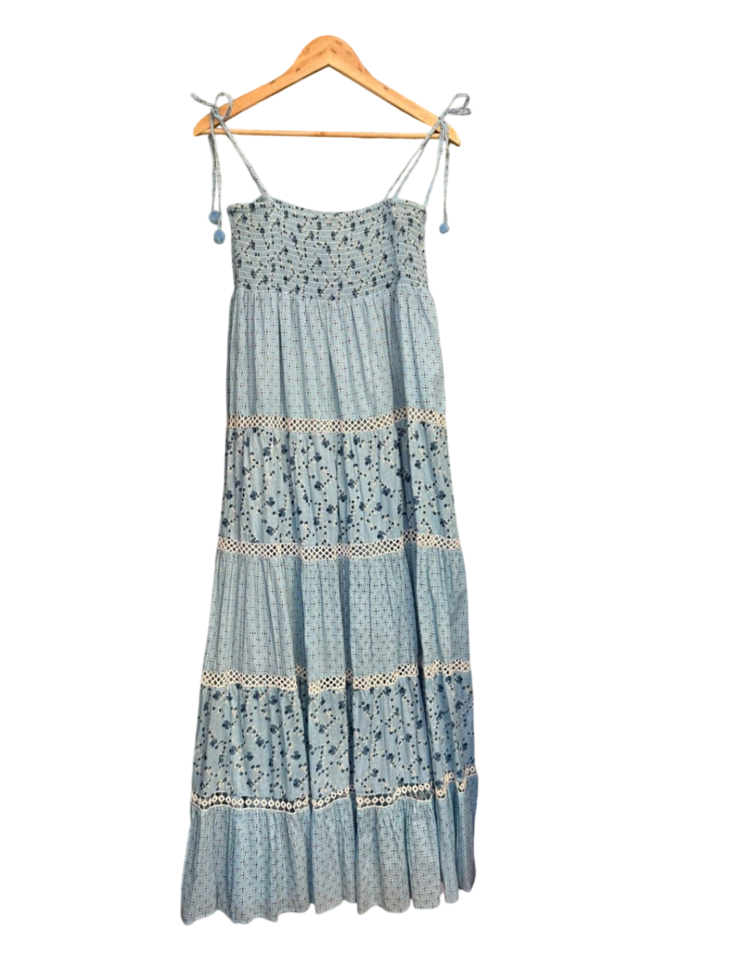 Kleid XL Blau mit Mustern in Dunkelblau und Weiß