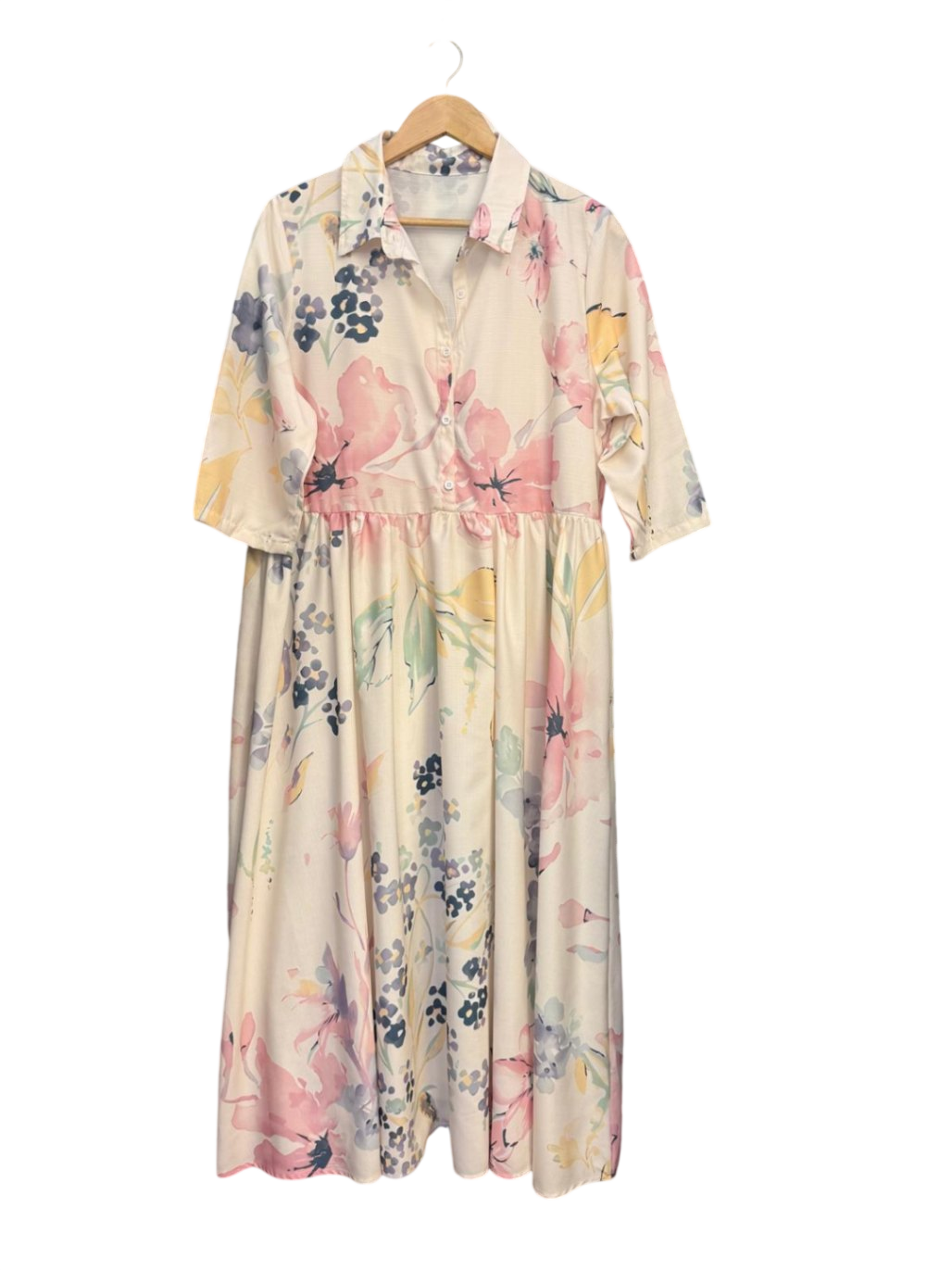 Kleid XL Blumenmuster Creme