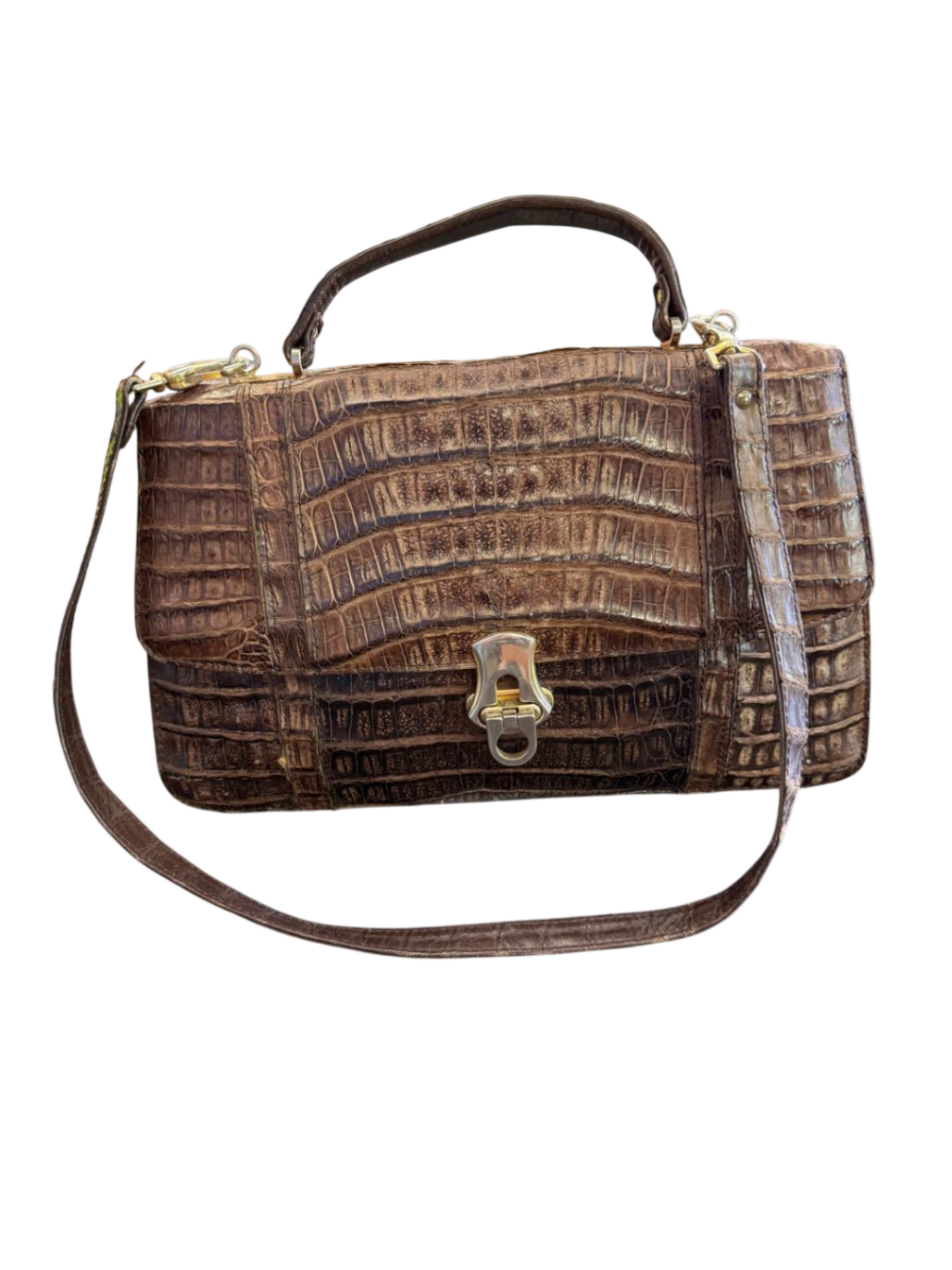 Krokodilleder Handtasche ca. 22cm x 32cm Braun