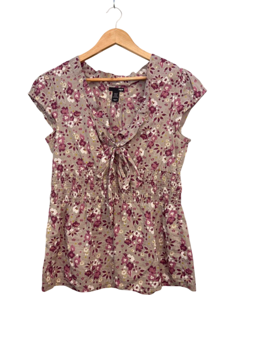 H&M kurzarm Bluse 2XL Blümchenmuster