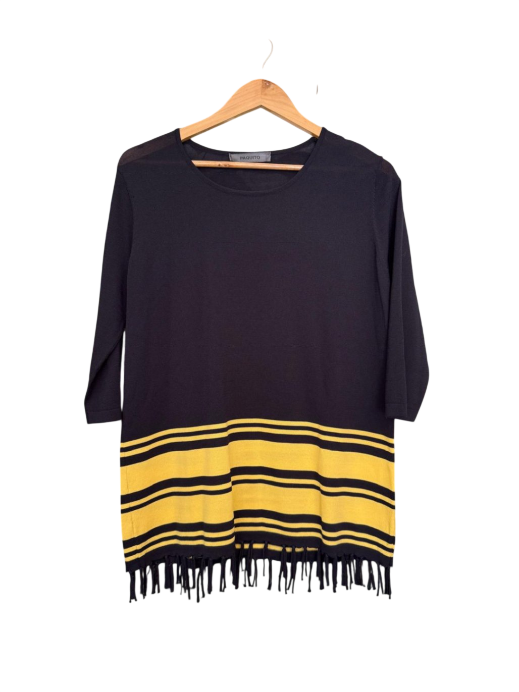 Pullover M Schwarz mit Gelben Streifen