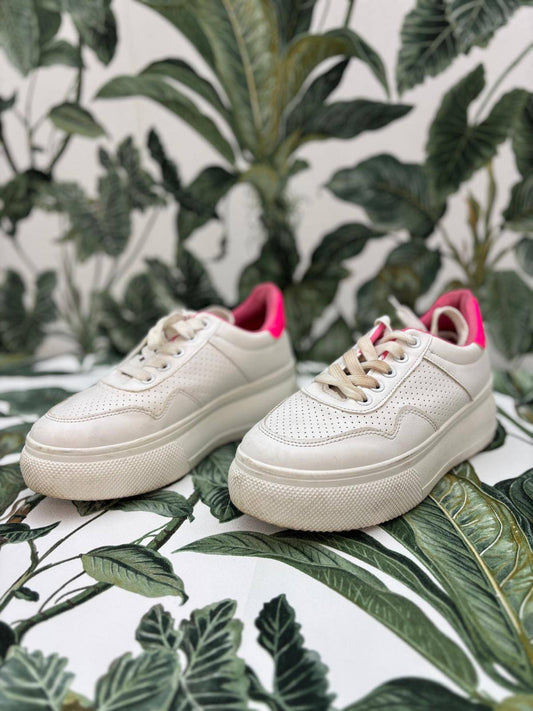 Chillegs Sneaker 36 Weiß mit pinken Akzenten