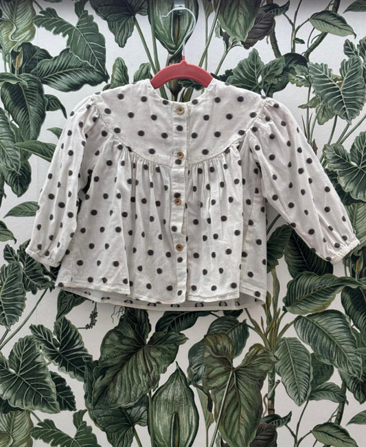 ZARA Baby - Bluse 98 Weiß mit schwarzen Punkten