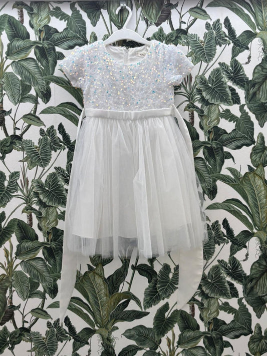 NNJXD Mädchen - Kleid 110 Weiß