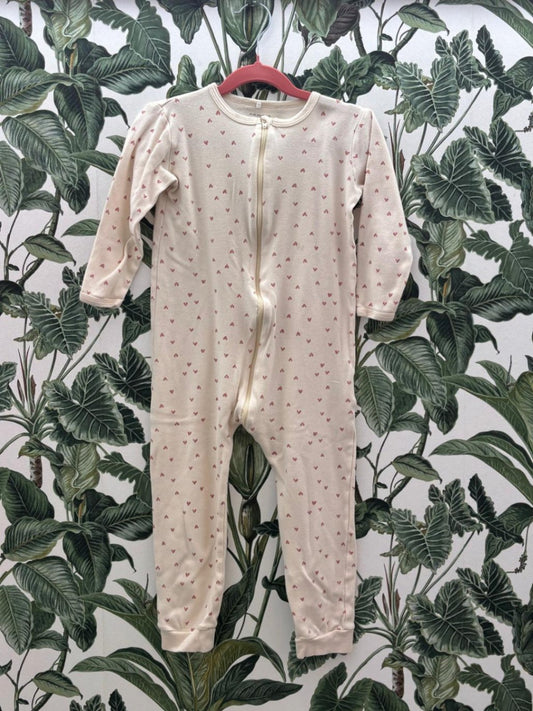 namen it Baby - Schlafanzug 104 Beige mit roten Mustern
