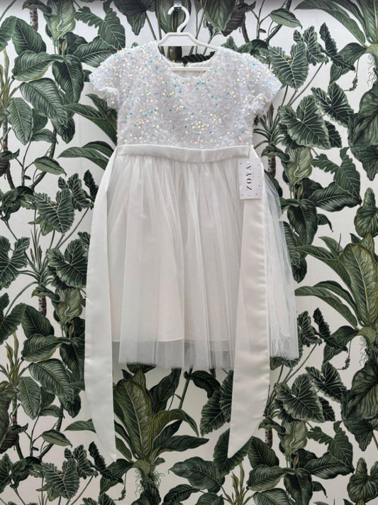 NNJXD Mädchen - Kleid 116 Weiß
