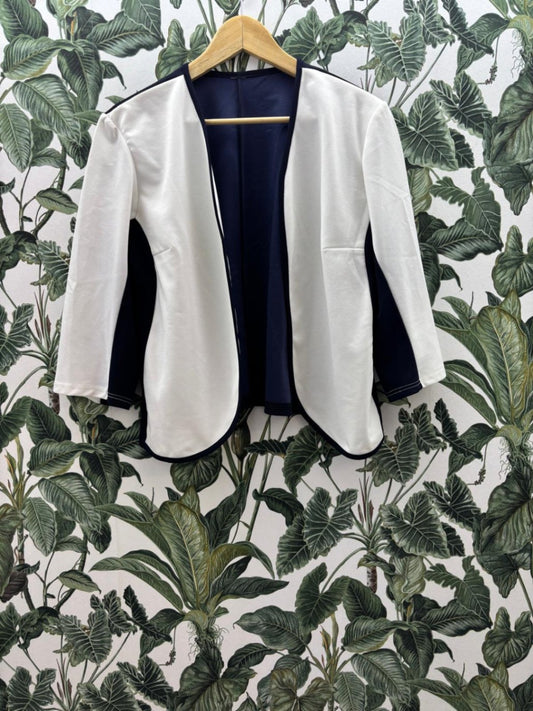 Damen - Blazer M Weiß und Dunkelblau