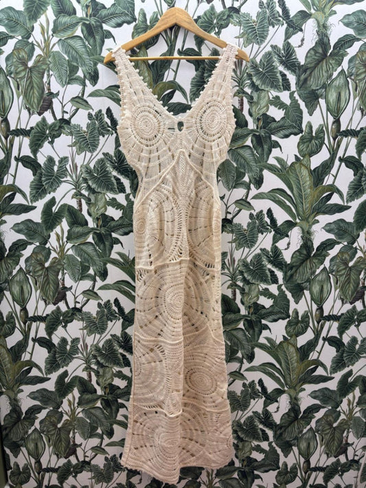 Unbekannt Damen -Kleid M Cremeweiß